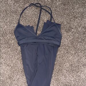 Navy Halter Sports Bra Top & leggings